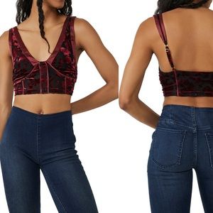 Free People NWT Magic Hour Flocked Velvet Crop Bralette Top small